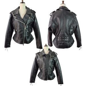 A - 1 Black Leather Vintage MOTO Jacket Coat Removeable Liner Thinsulate XXL